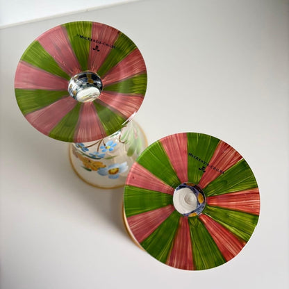 Mackenzie Childs Circus Hand-Painted Floral Glass Set Large Small Rare