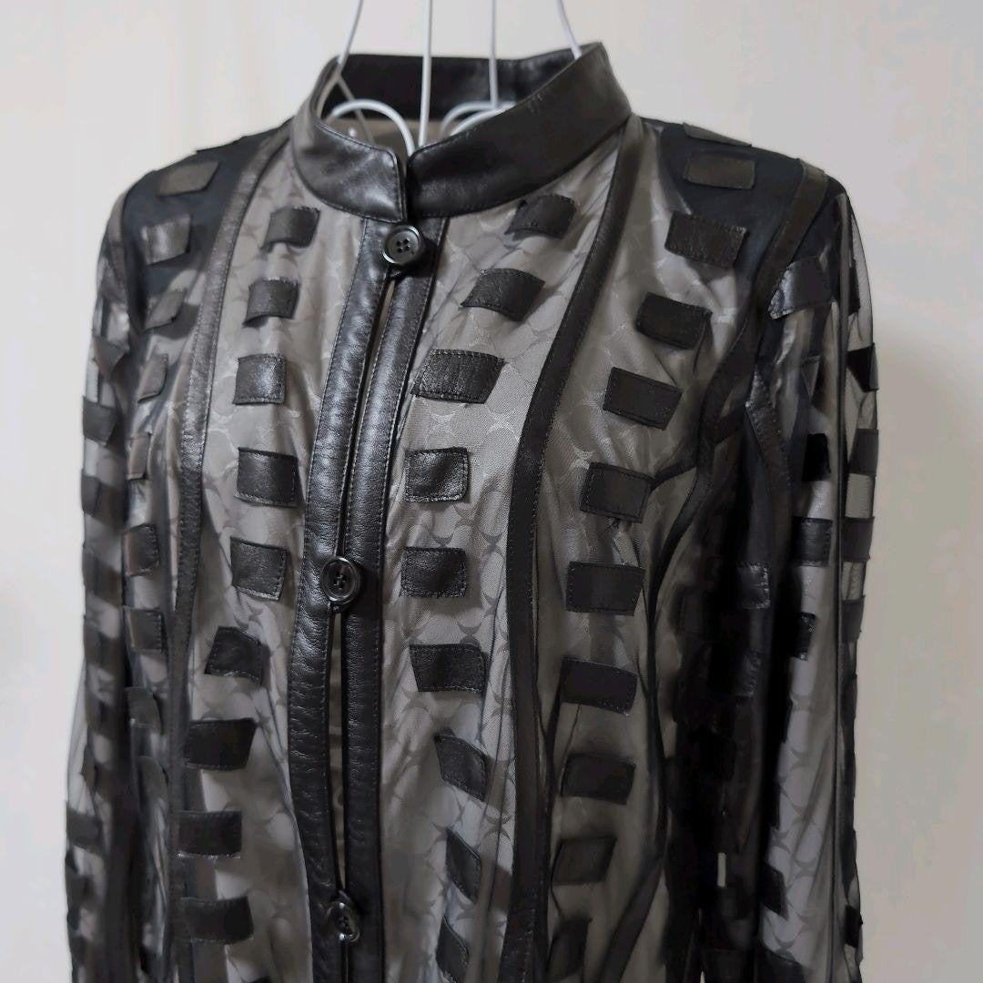 Rare ARBORENTE Made in Japan Cowhide Lamb Leather Mesh Long Coat