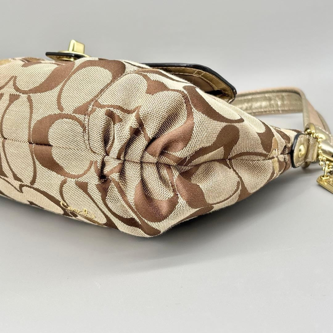 COACH Handbag Signature Turn Lock Brown Y2K Vintage Auth From Japan