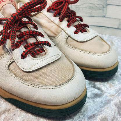 Rare GUCCI 23cm White Leather Sherry Line Low-Top Sneakers Vintage Italian Made