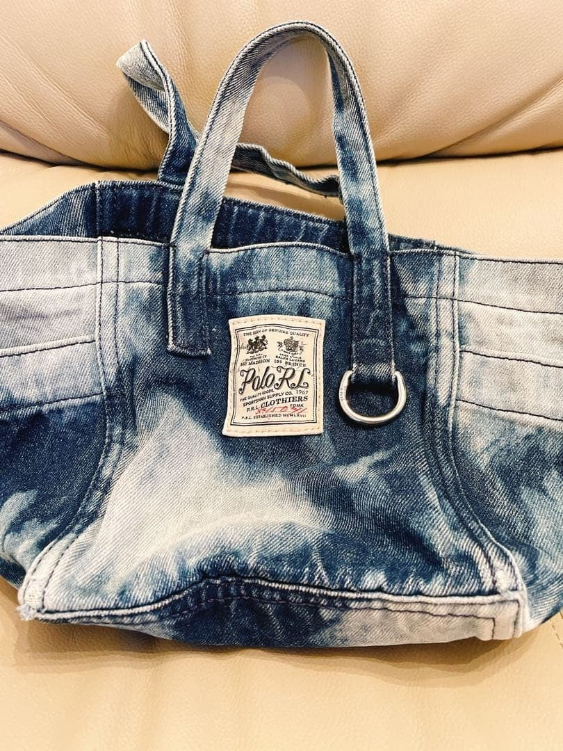 Polo Ralph Lauren Denim Mini Tote Bag Vintage Style PRL Patch Blue Rare Casual