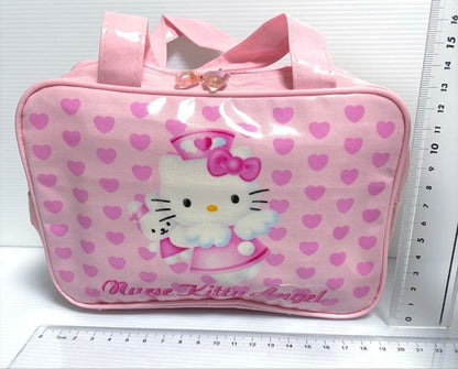 Sanrio Hello Kitty Nurse Angel Pouch Bag With Heart Charm Pink 2002 Rare