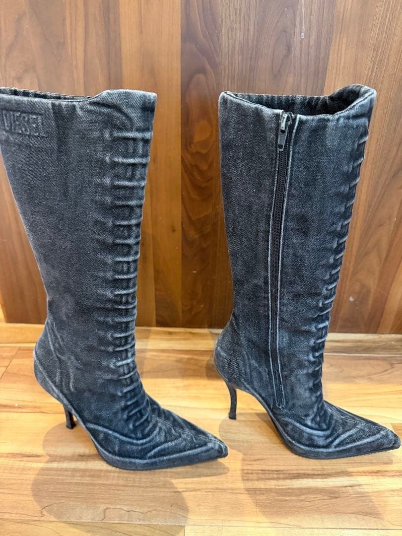 Diesel Women 7.5US Sd-Cloud Hbt Cotton Heel Boots Used a few times Luxury Italy