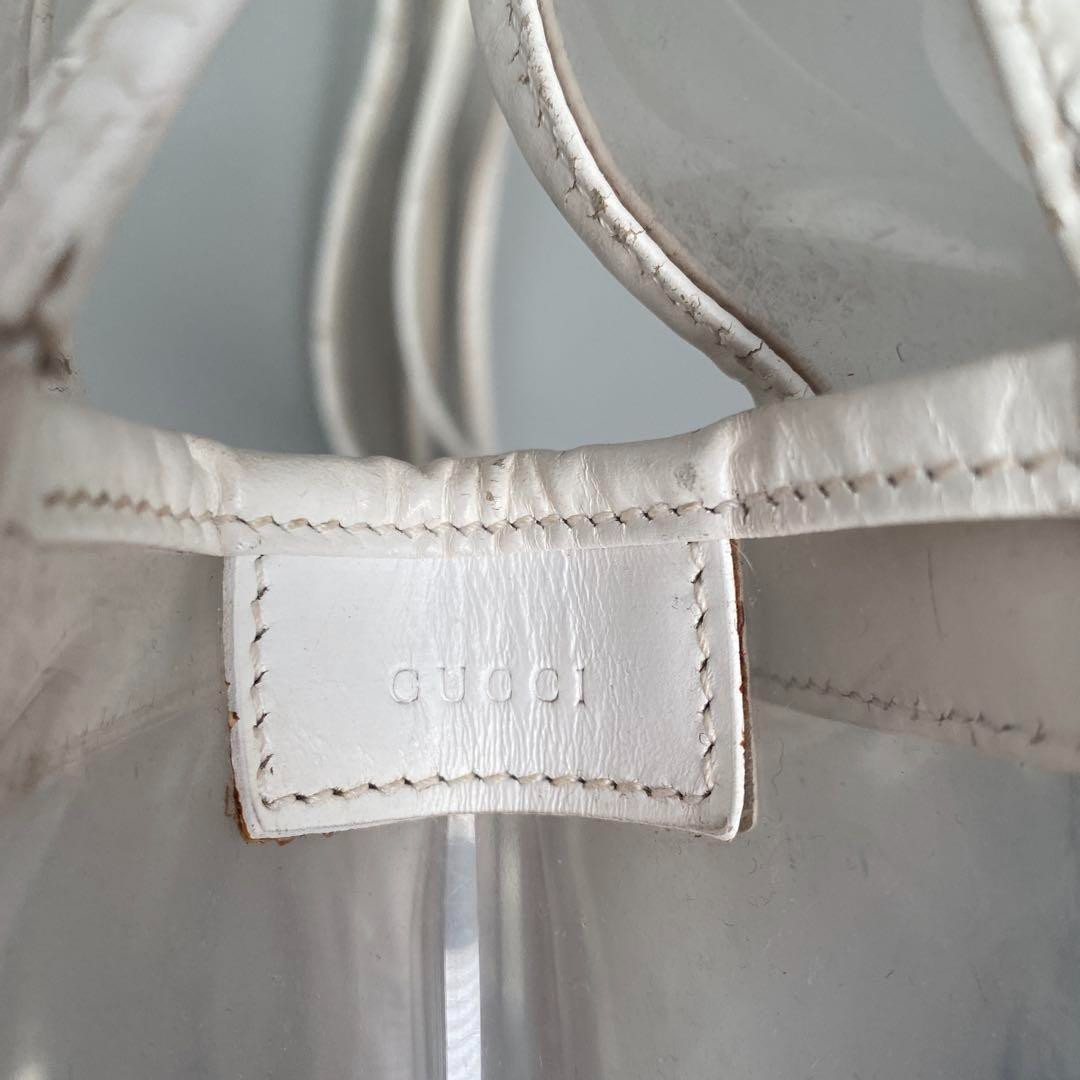 Vintage GUCCI Clear PVC Tote Bag White Shouder Bag Women C-250715-4
