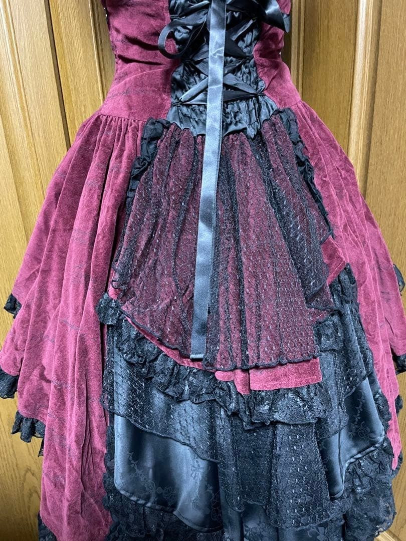 h.Naoto Frill Velveteen Fishtail Skirt Gothic Lolita Japanese One Size Pre-Owned
