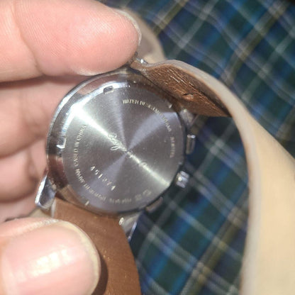 Agnes B. Military V-654 Analog Quartz Men Chronograph Wind Chrono Watch Vintage