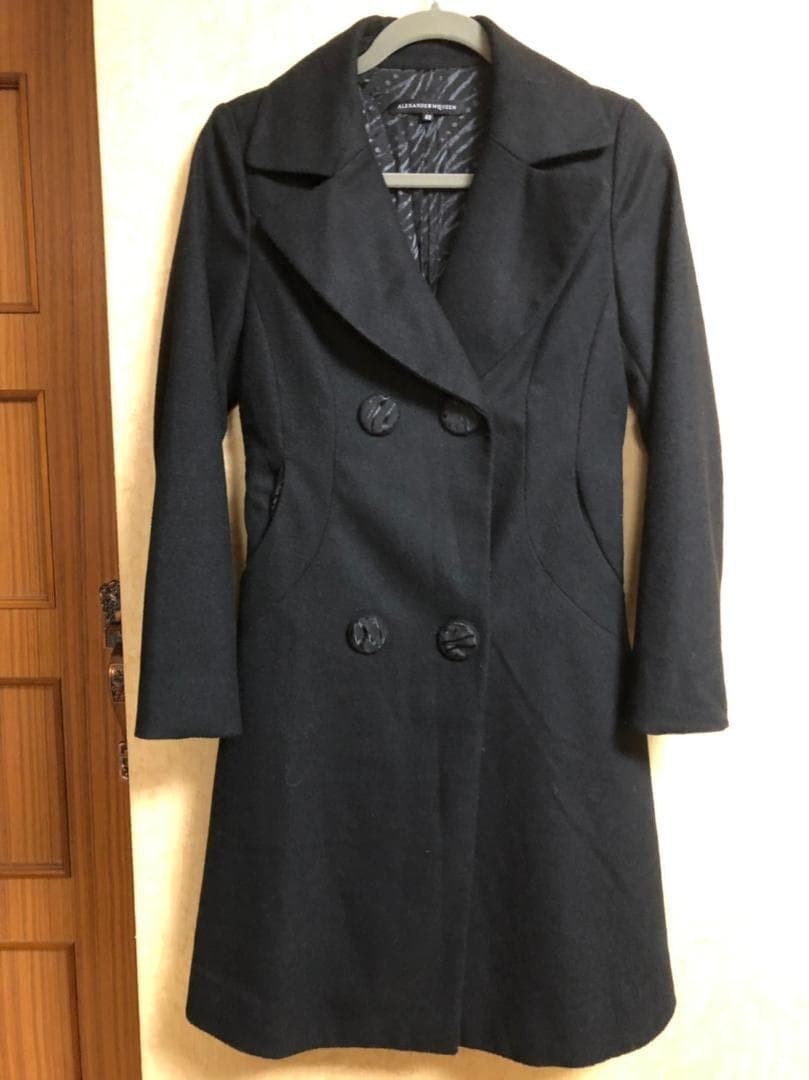 Alexander McQueen Ladies Long Coat Woman's outer black Double button size 40