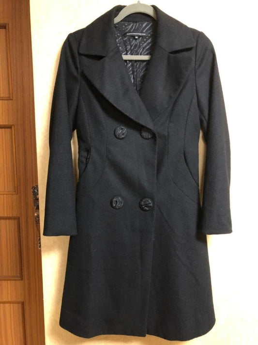 Alexander McQueen Ladies Long Coat Woman's outer black Double button size 40