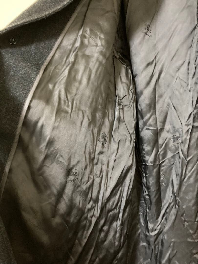 Burberry Vintage Cashmere Wool Balmacaan Long Gray Coat Men Size US 40 Authentic