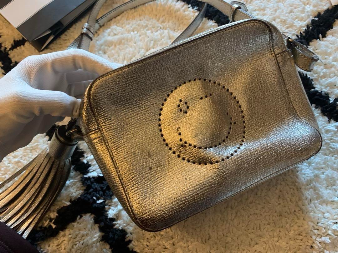 Anya Hindmarch Silver Smiley Face Shoulder Bag
