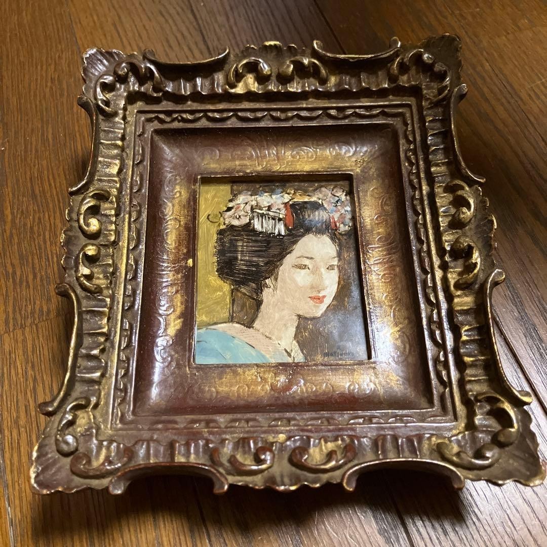 Kan'ichi Matsuoka, Glass Painting: Beautiful Woman with Gold Background