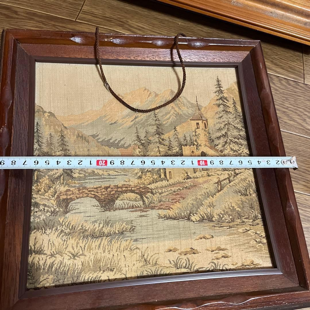 Showa Retro Wooden Frame Church Embroidery Painting Embroidery Art Painting