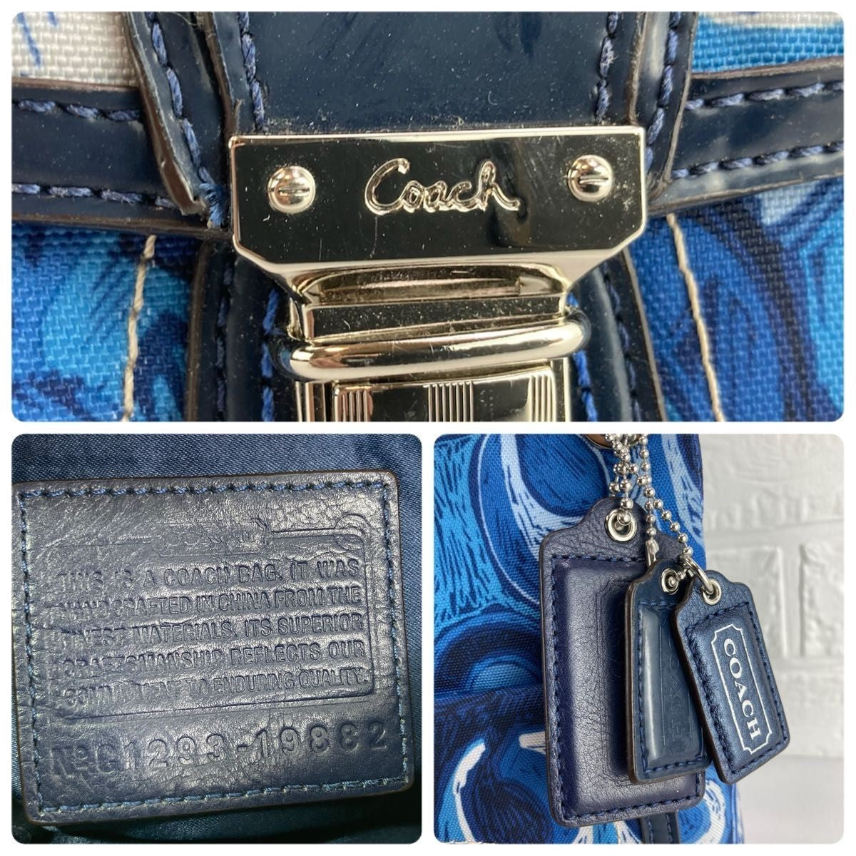 Excellent Condition COACH Poppy One Handle Bag Signature Blue
