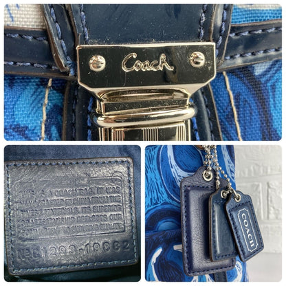 Excellent Condition COACH Poppy One Handle Bag Signature Blue