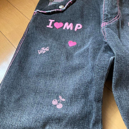 Mezzo Piano m424 Kids Denim Pants Retro Embroidered Cute Used