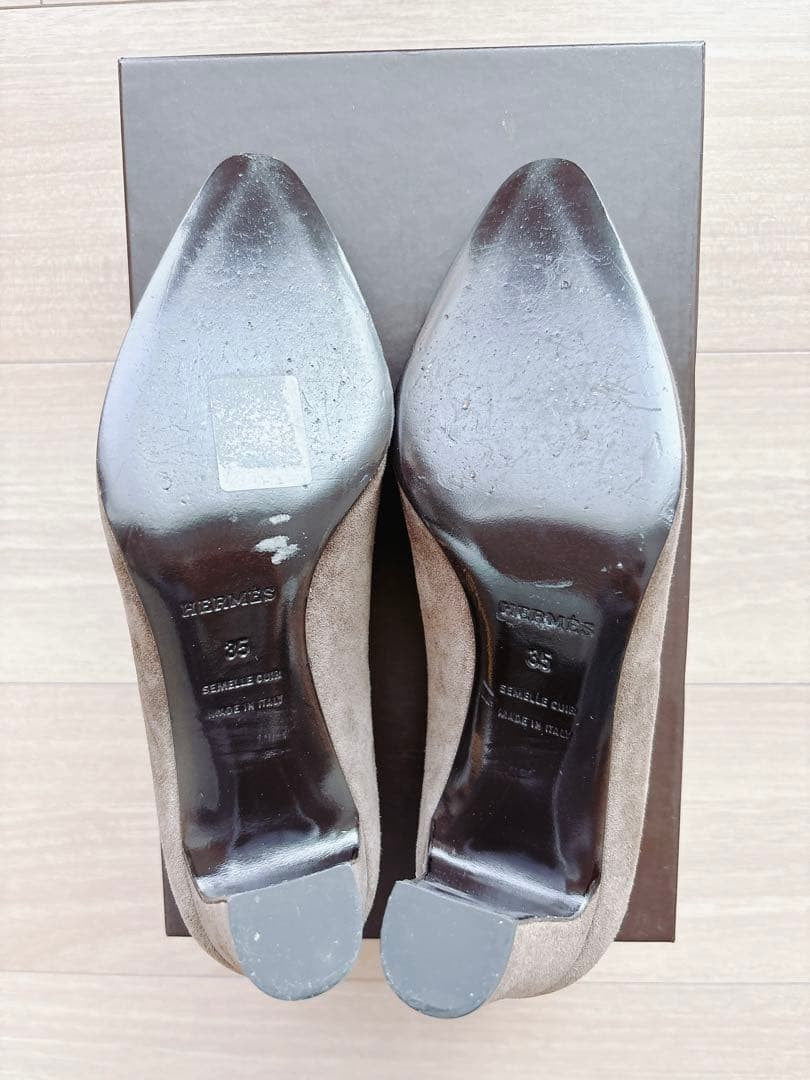 HERMES Suede Tassel Pumps Women's Size 35 From Japan i17309
