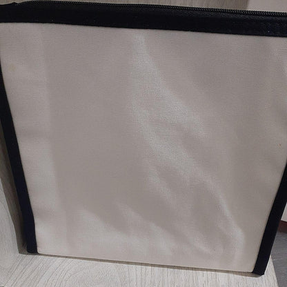 CHANEL Canvas Pouch Bag Auth White Black Women France 121304
