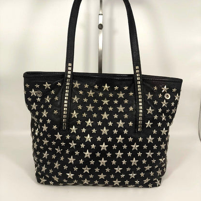 Jimmy Choo Scarlet Star Studded Leather Tote Bag Black Italy Auth Rare