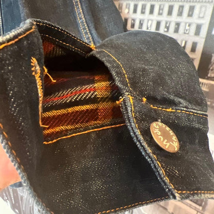 Nudie Jeans Co Indigo Denim Jacket with Check Lining Size M