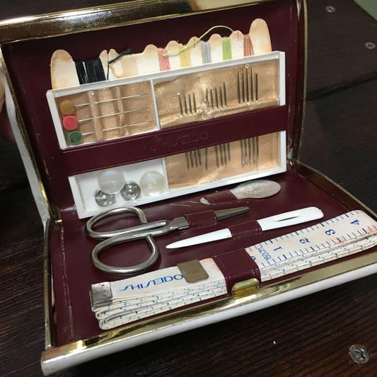 Shiseido novelty, corporate object, Showa Retro sewing set, not for sale.