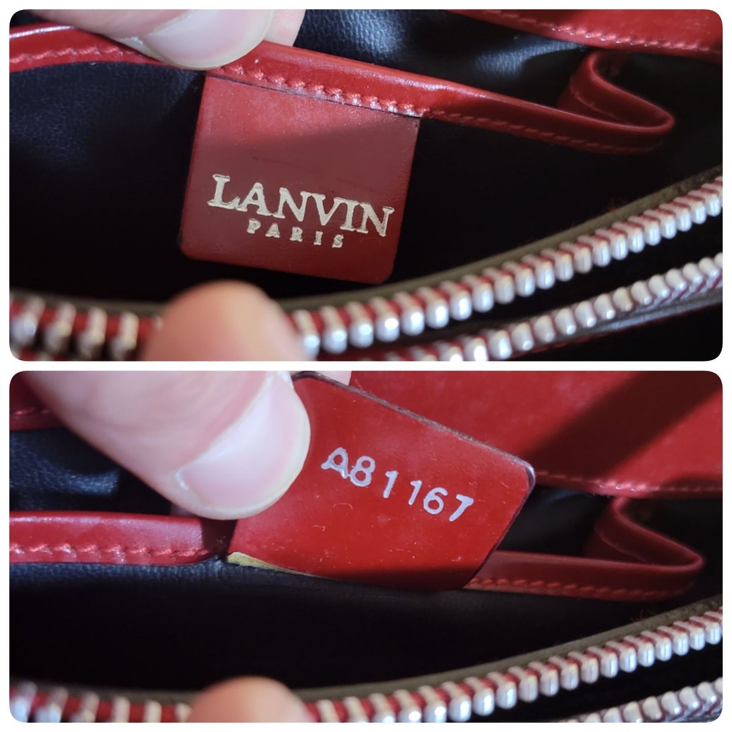 Lanvin Handbag Shoulder Bag Purse Leather in Red Silver Hardware USED Good Cond