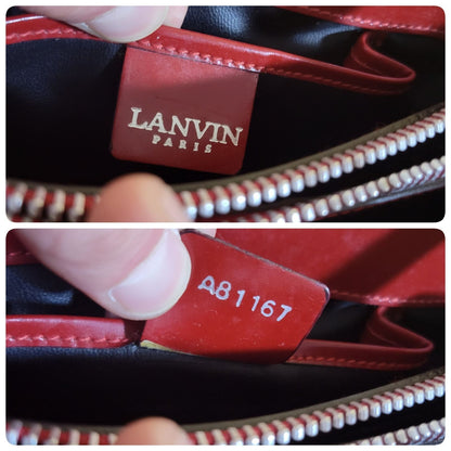 Lanvin Handbag Shoulder Bag Purse Leather in Red Silver Hardware USED Good Cond
