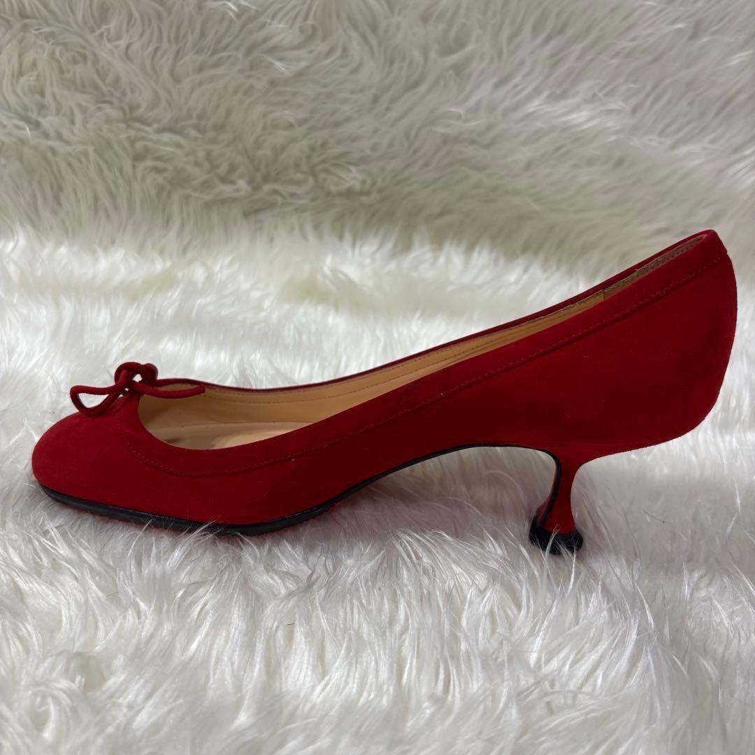 Rare Christian Louboutin Red Suede Ribbon Heels Pumps Size 35.5 (US 5)