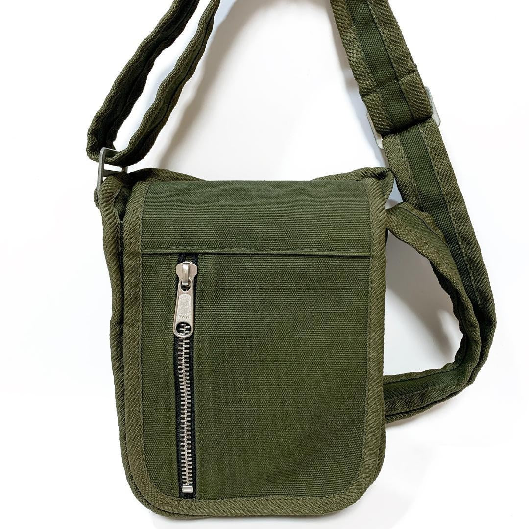 Authentic marimekko Mini Shoulder Bag Messenger Bag Olive Green Women Unisex