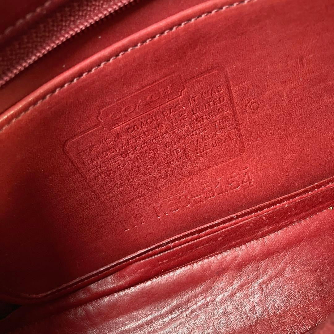 Rare COACH Vintage Turn Lock Red Leather 2 Way Shoulder Hand Crossbody Bag Auth