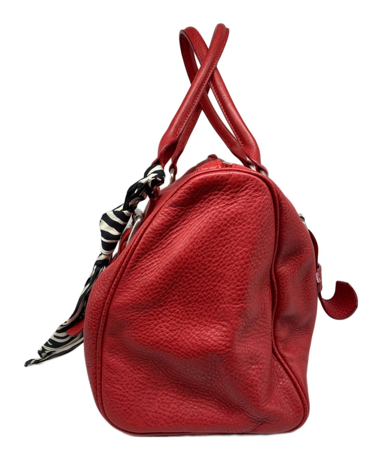 LONGCHAMP x KATE MOSS Leather Mini Boston Bag Red Hand Bag Womens Authentic