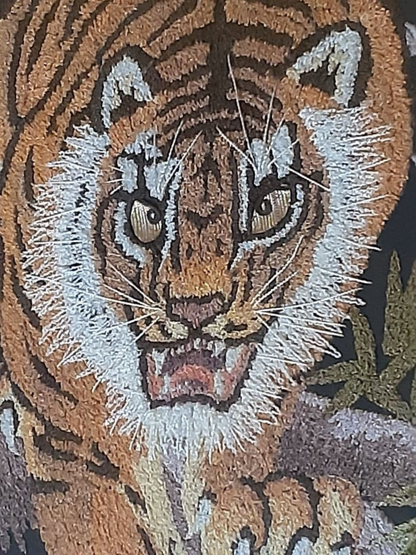 Showa Retro Thread Painting Cultural Embroidery Tiger Bamboo Grove Painting Art