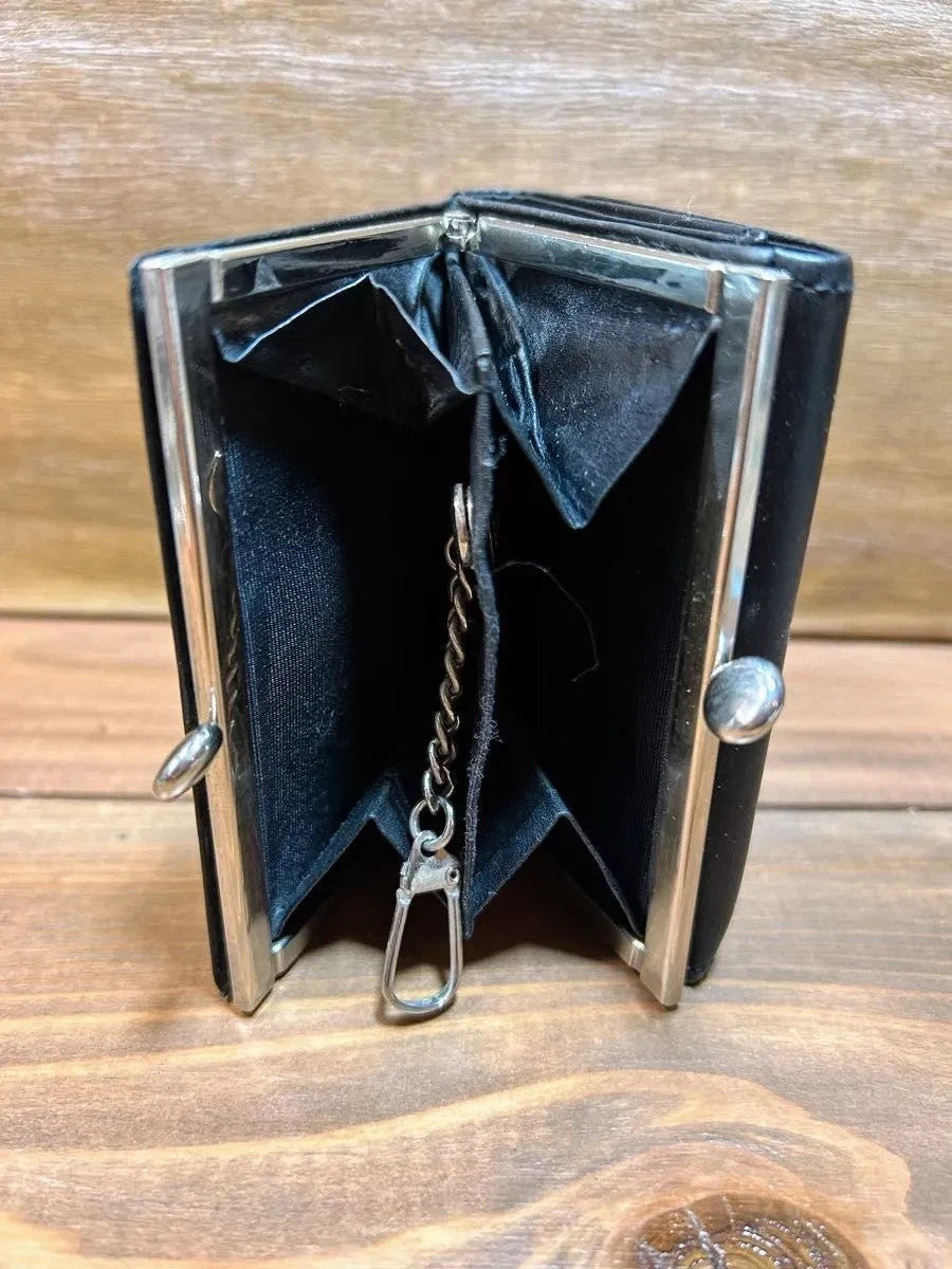 Jean Paul Gaultier Dragon Rare Black Leather Trifold Wallet Clasp Closure Men JP