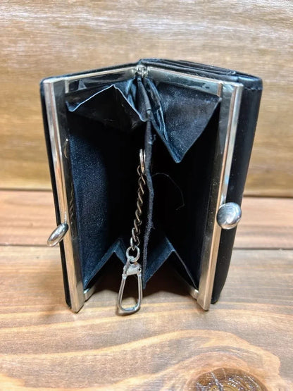 Jean Paul Gaultier Dragon Rare Black Leather Trifold Wallet Clasp Closure Men JP