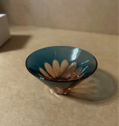 Sake Cup Middle Gold Glass, Upside Down Fuji, Edo Stylish Drinking , Kiriko, Kir
