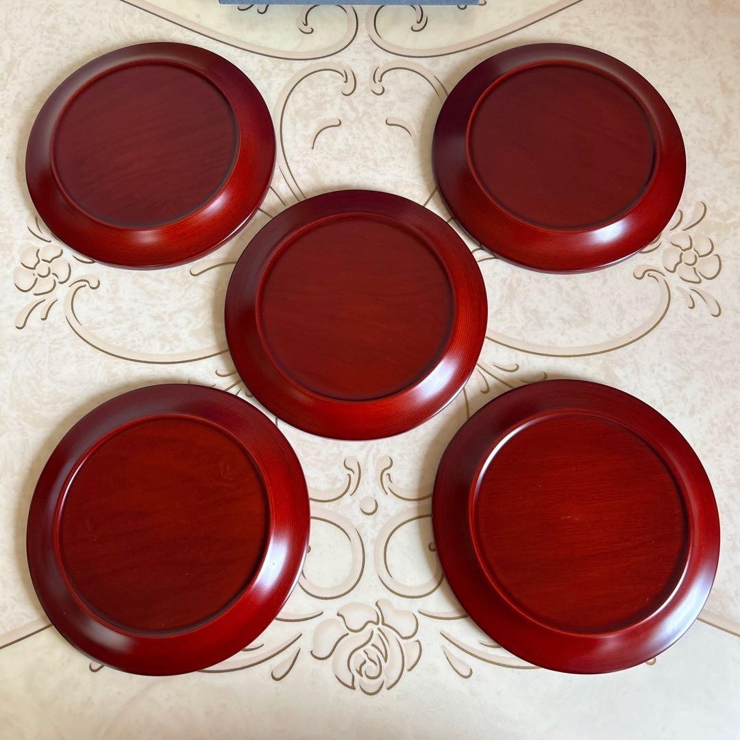 BUNACO Akane Wooden Plates Set of 5 Flat Dishes Beech Wood Japan