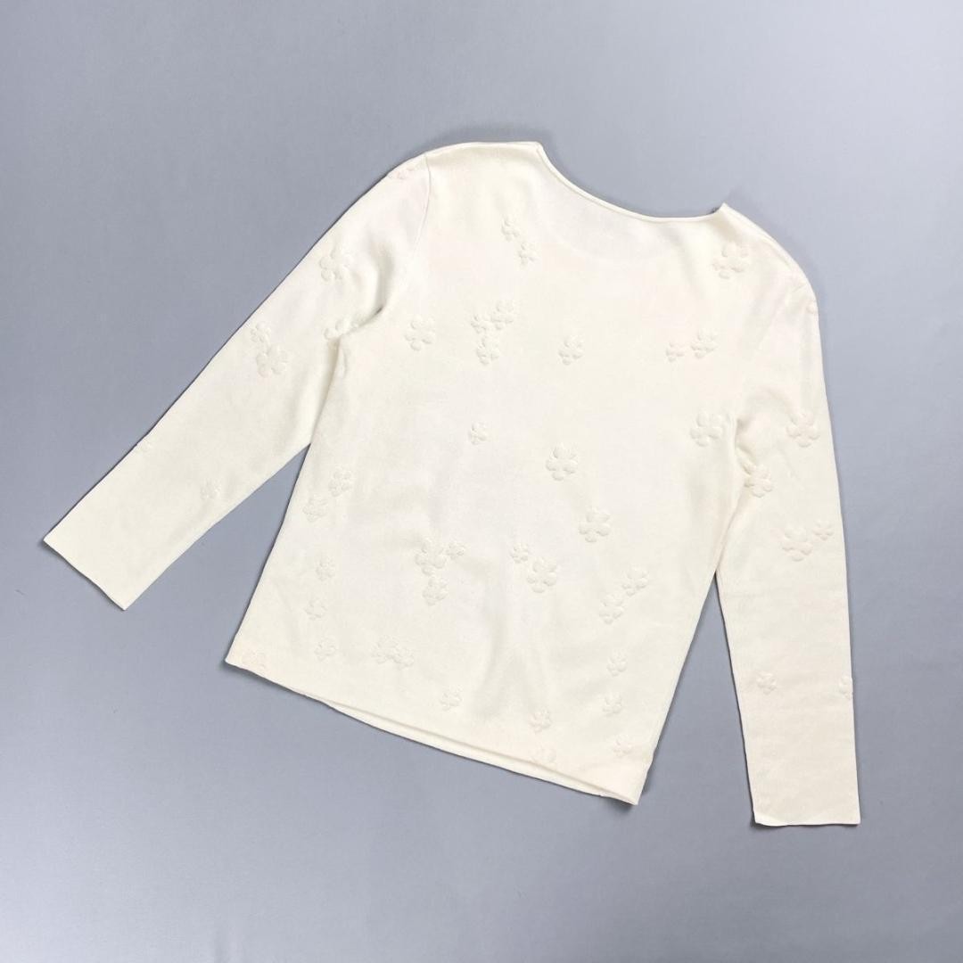 AKRIS Silk Floral Knit Sweater Embroidery White Size 40 - Excellent
