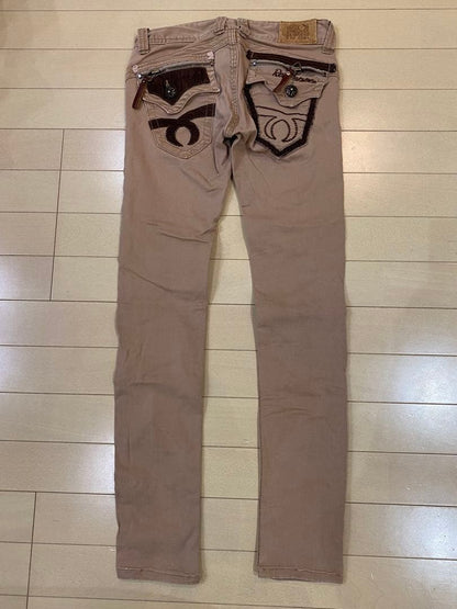 RED PEPPER Skinny Denim Back Embroidery Zip Y2K