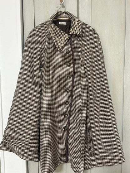Axes Femme Houndstooth Cape Coat Jacket Poncho brown free size Used from japan
