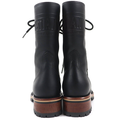 Excellent Christian Dior boots Quest Logo embossed lace-up combat boots leat...