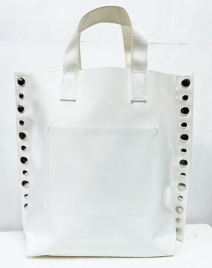 tricot COMME des GARCONS metal studs bag white medium PVC Used From Japan
