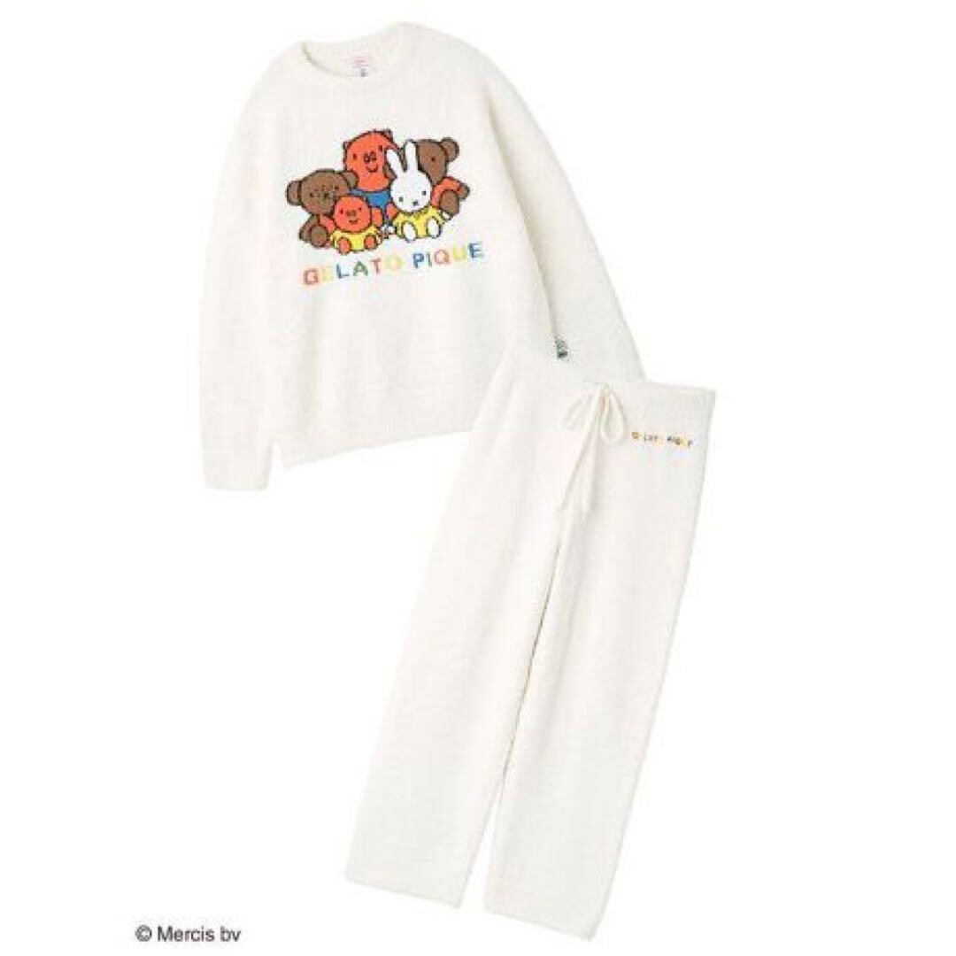 Gelato Pique Dick Bruna Miffy UNISEX Jacquard Pullover Long Pants Set Japan NEW