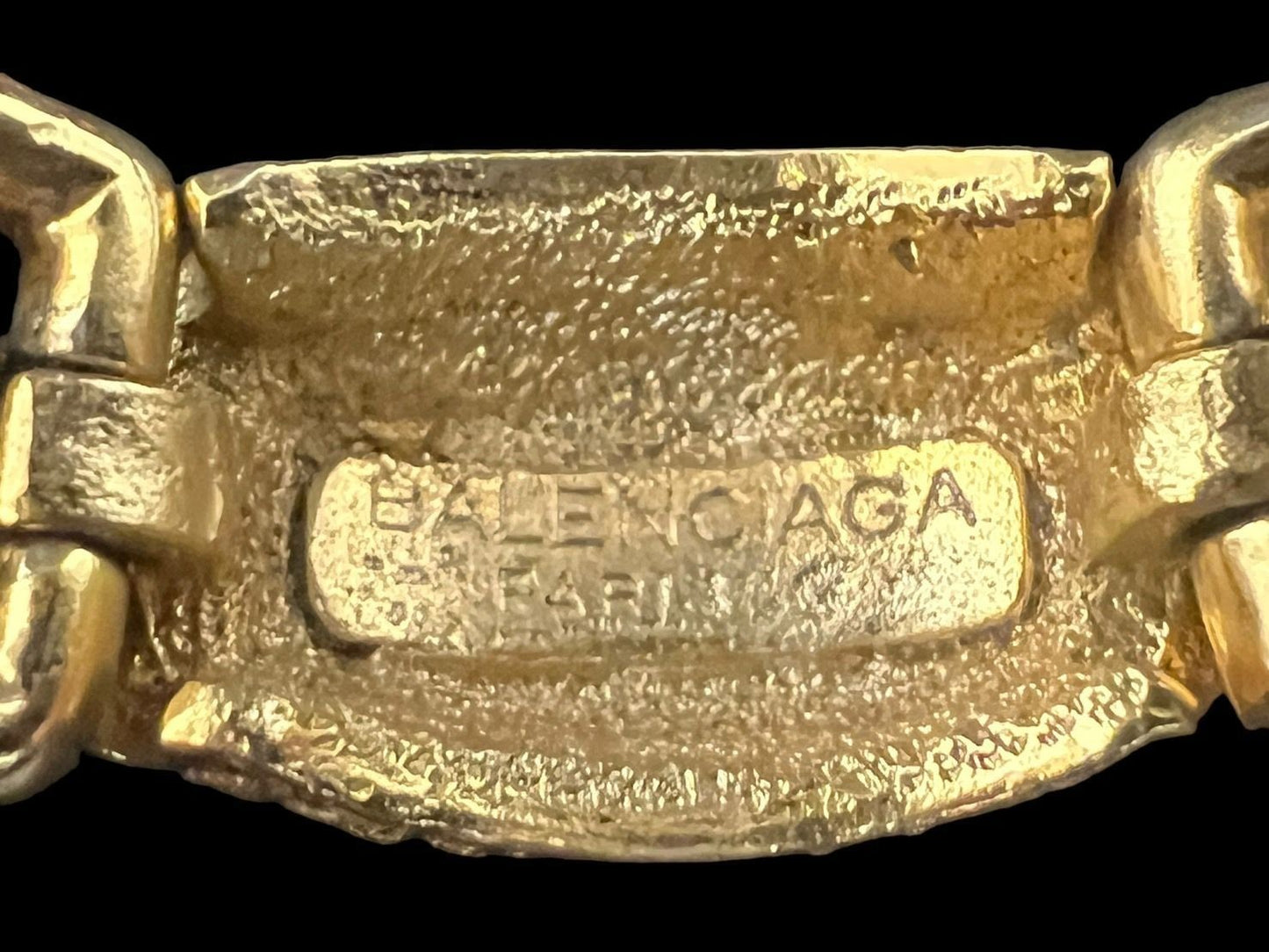 Authentic BALENCIAGA Gold Rhinestone Bracelet Unisex Fashion Jewelry 16.4cm