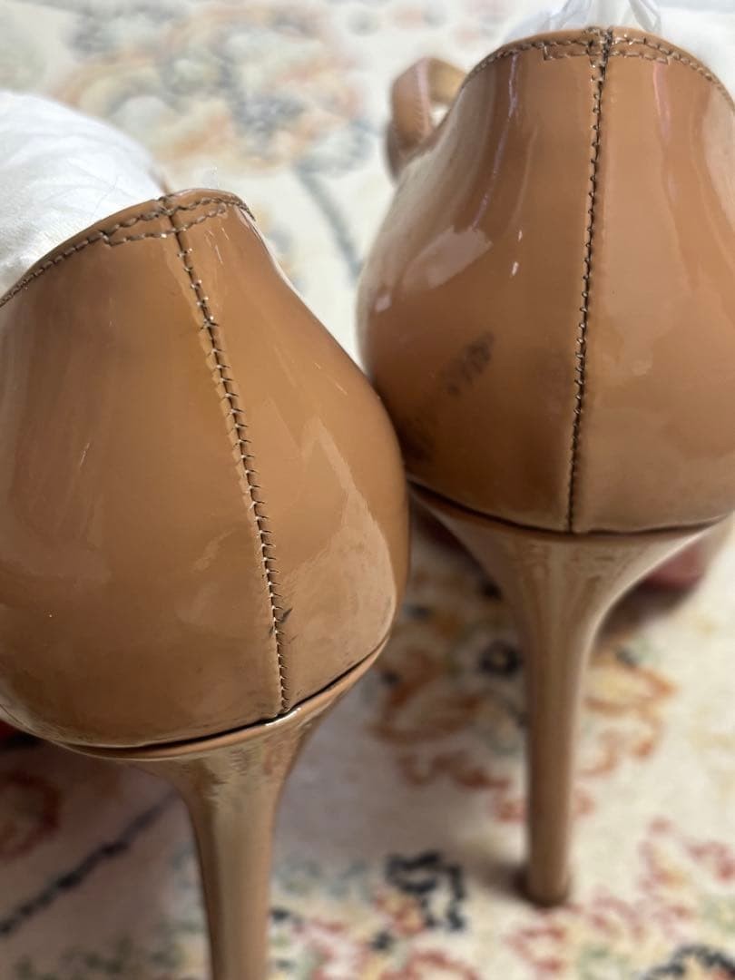 Rare Christian Louboutin Beige Open Toe Heels Size EU38 / US8 Wedding Party Auth