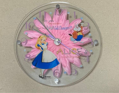 Disney Alice's Adventures in Wonderland Wall Clock Pink Size Diameter 16.5cm