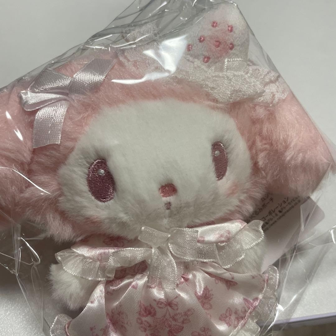 White Strawberry Tea Time My Melody Plush Toy Pouch My Melody