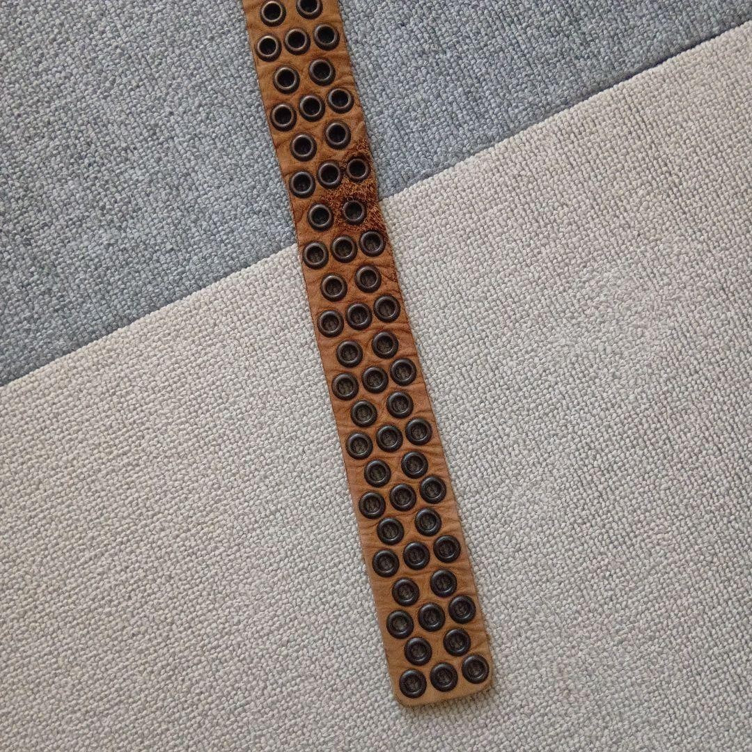 Diesel Men Old Leather Belt Studs 90S Grunge Y2K Perforated Design Luxury Sleek