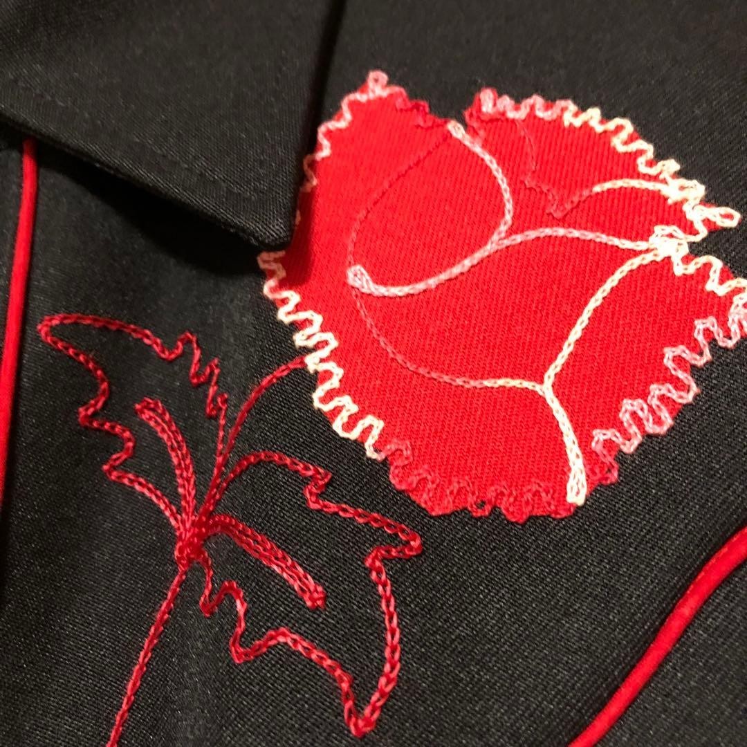 H Bar C Western Shirt XL Black 1980s Vintage with Embroidery