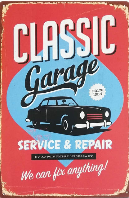 HIRO WORLD TRADE Tin plate sign, set of 5, antique retro garage sign (car)