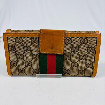 Gucci Long Wallet GG Hose bits Sherry Line Canvas Brown Authentic