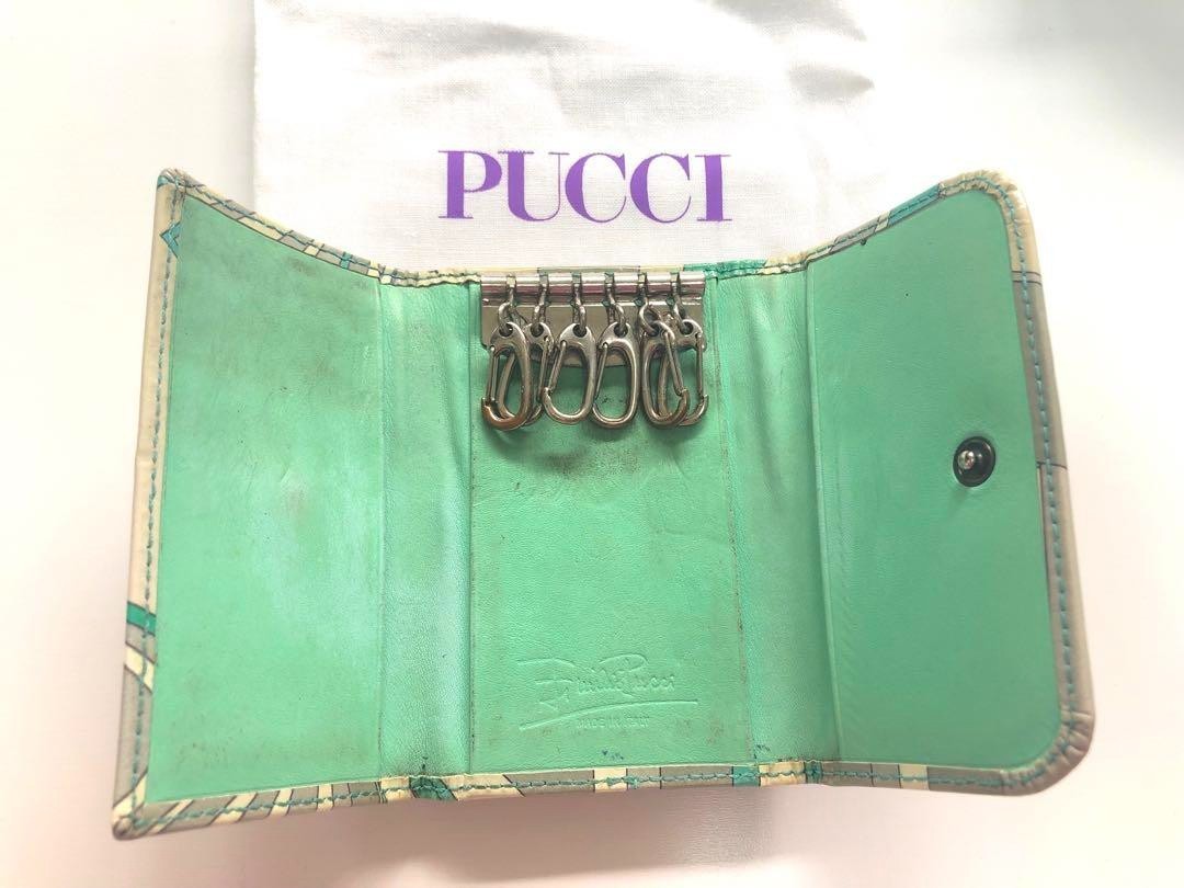 EMILIO PUCCI 6-ring key case, blue, gray, multicolor, women's, used, from Japan